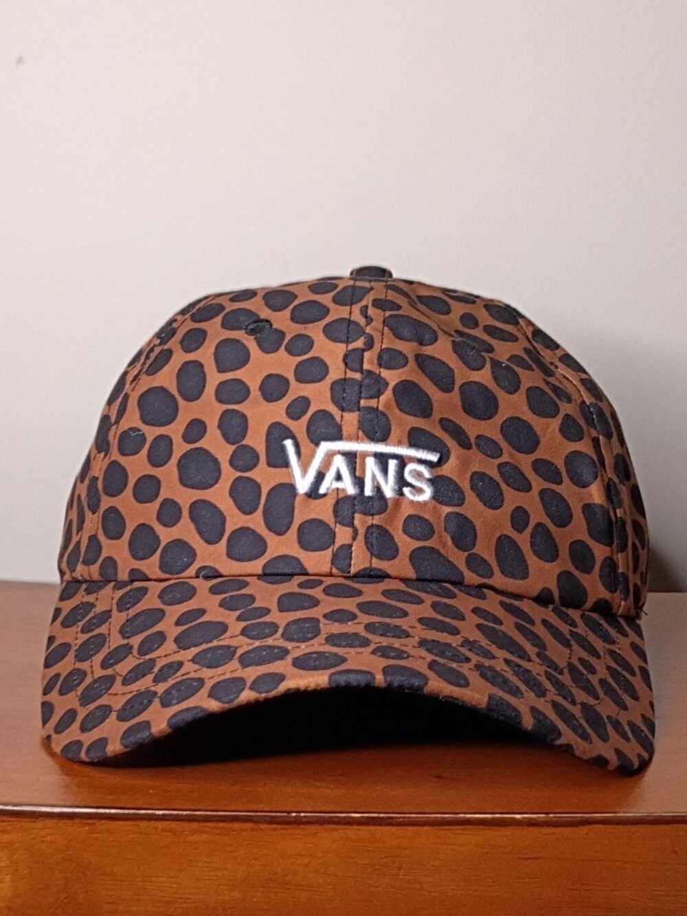 Vans Off The Wall Baseball Cap Brown Animal Print Hat Adjustable Strapback